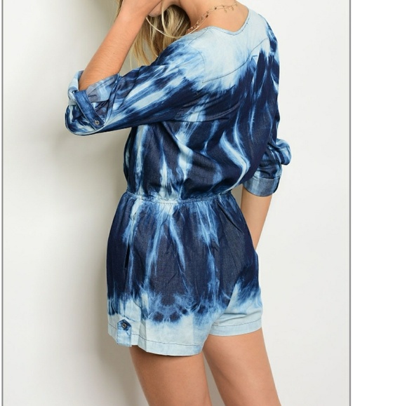 1 small. Left SALE !NWT denim tye dye romper - Picture 2 of 4